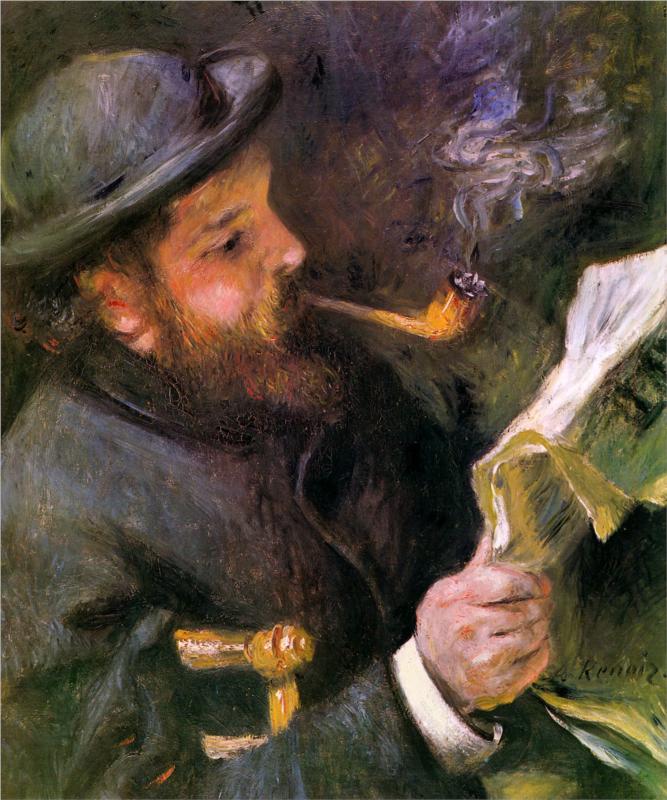 Claude Monet Reading - Pierre-Auguste Renoir painting on canvas